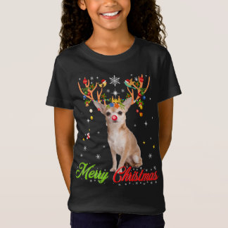 T-Shirt Funny Chihuahua Chig with Antlers Joyeux Noël X