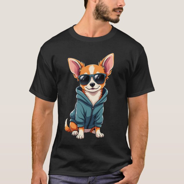 T-shirt Funny Chihuahua Dog Easily Distracted By Large Dog (Devant)