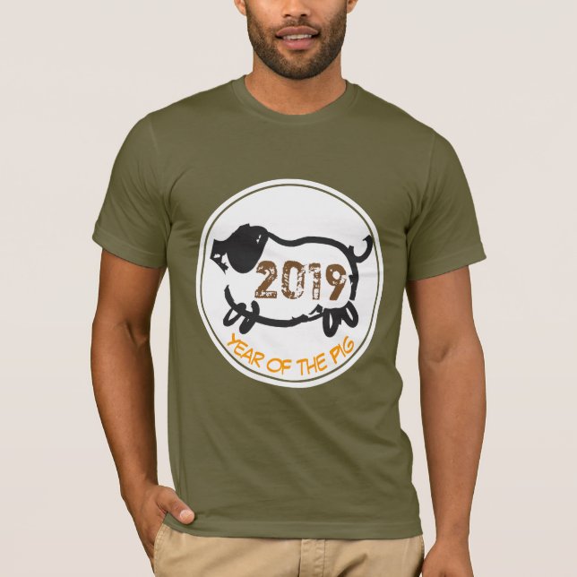 T-shirt Funny Chinois Cochon personnalisé Année Zodiac Men (Devant)