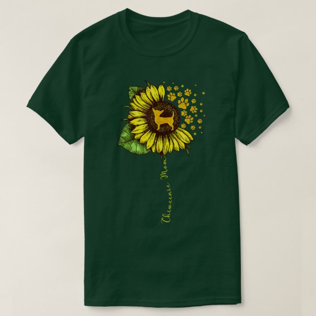 T-shirt Funny Chiweenie Maman Fleur de soleil Fête des mèr (Design devant)