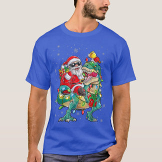 T-shirt Funny Christmas 2022 Santa Riding T rex Men Boys X