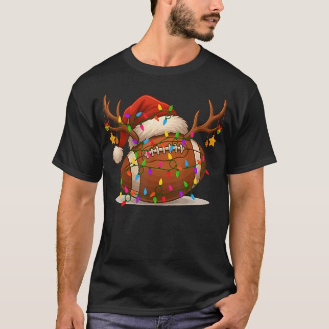 T-shirt Funny Christmas American Football Reindeer Xmas Li (Devant)