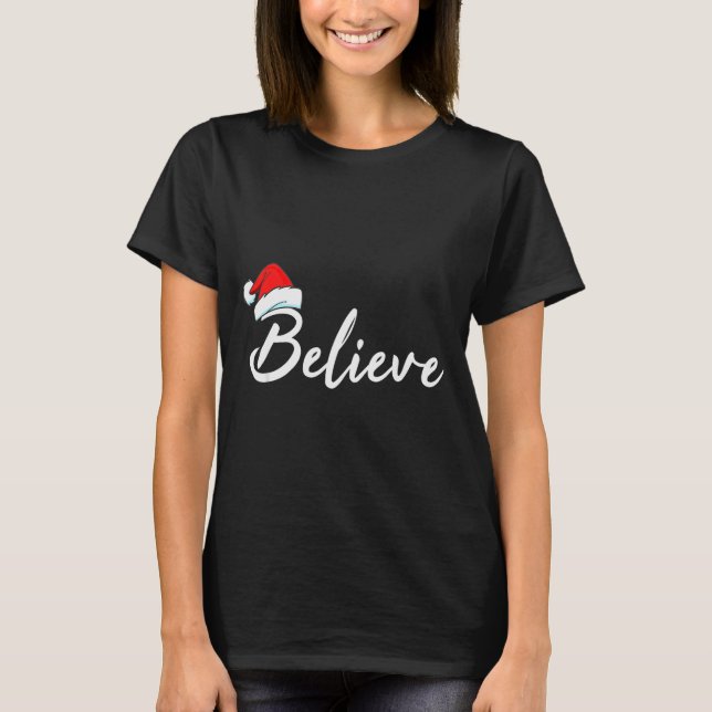 T-shirt Funny Christmas Believe Santa Pajama Outfit Men &a (Devant)