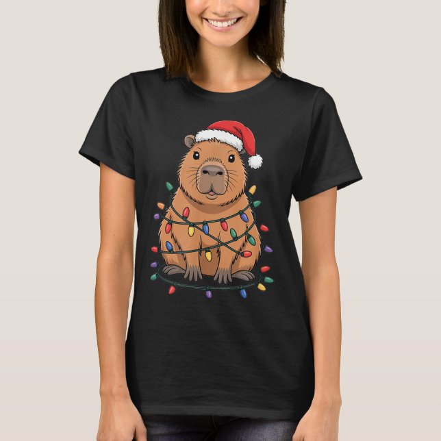T-shirt Funny Christmas Capybara Cute Cartoon Desing  (Devant)