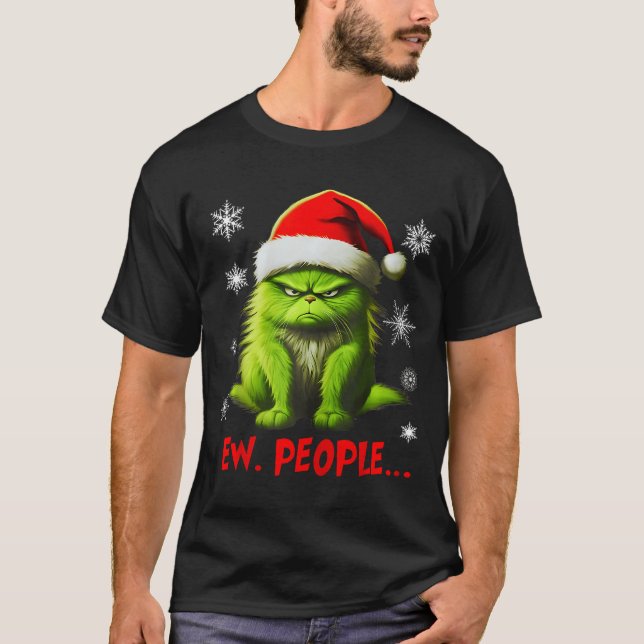 T-shirt Funny Christmas Cat Ew People Meowy Cat Lovers Men (Devant)