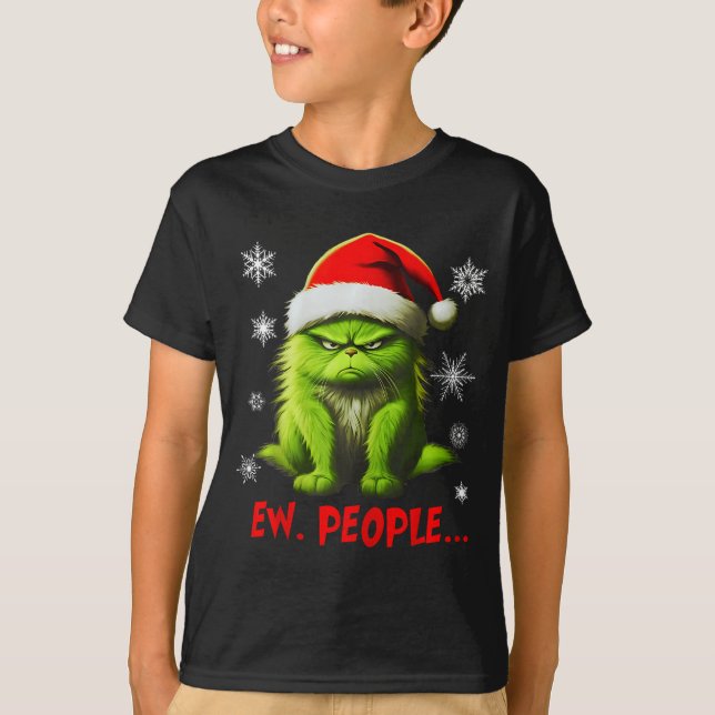T-shirt Funny Christmas Cat Ew People Meowy Cat Lovers Men (Devant)