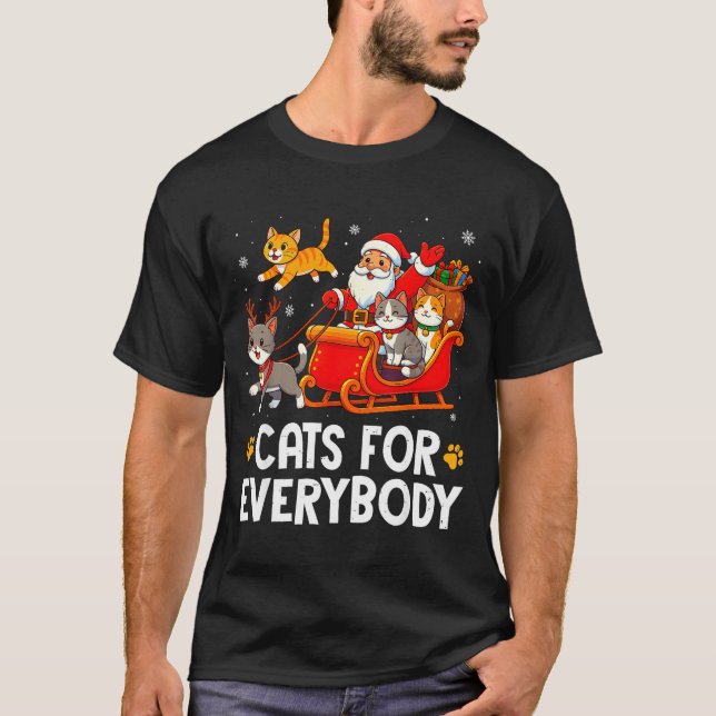 T-shirt Funny Christmas Cat Santa Xmas Pajamas Cats For Ev (Devant)