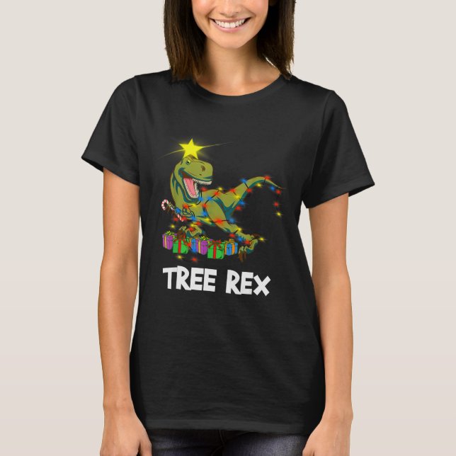 T-shirt Funny Christmas Dinosaur Tree Rex Men Women Kids G (Devant)