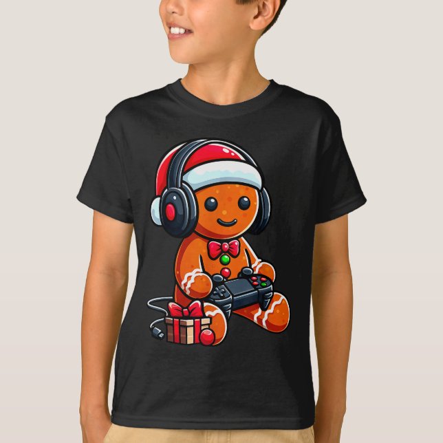 T-shirt Funny Christmas Gamer Gingerbread Xmas Gaming Men  (Devant)