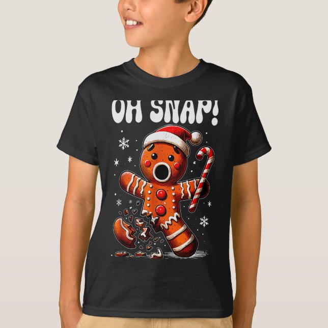 T-shirt Funny Christmas Gingerbread Man Oh Snap Outfit Paj (Devant)