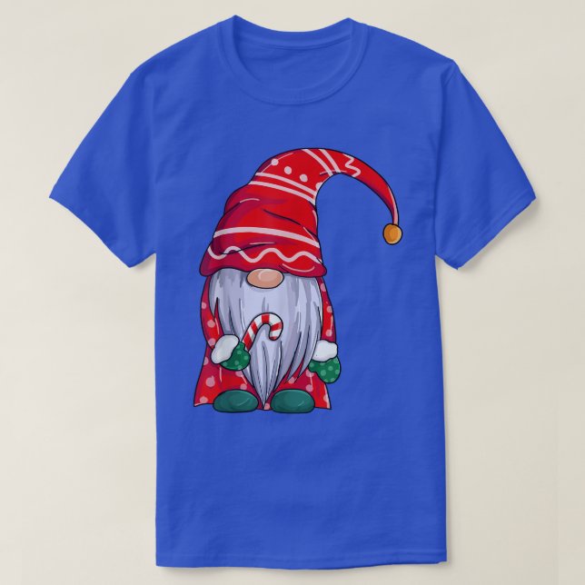 T-shirt Funny Christmas Gnome Holding Candy Cane  (Design devant)