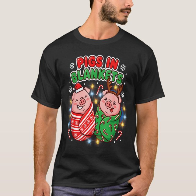 T-shirt Funny Christmas Gs In Blankets Festive Food Pun  (Devant)