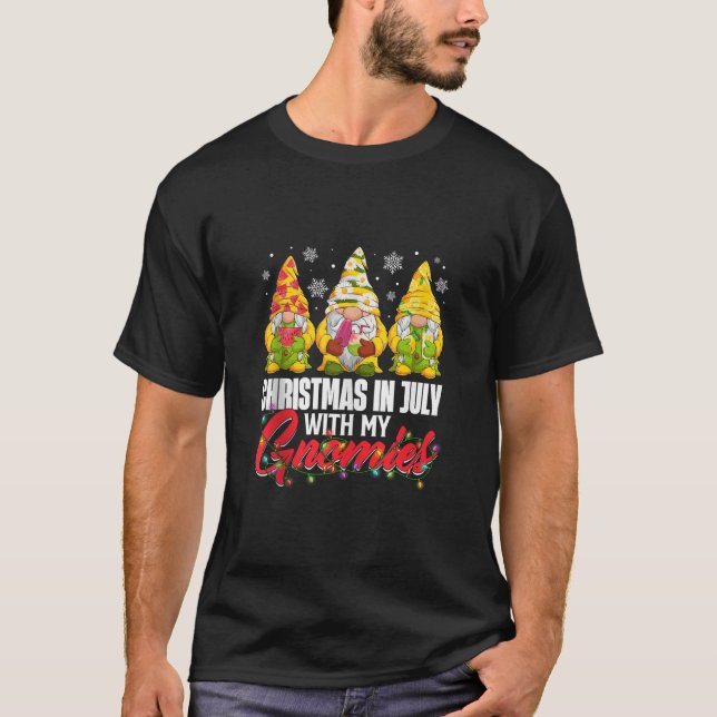 T-shirt Funny Christmas In July With My Gnomies Gnome Hawa (Devant)