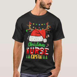 T-shirt Funny Christmas Lights Nurw Crew Reindeer Père Noë