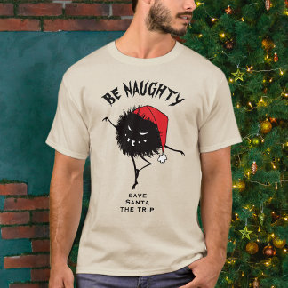 T-shirt Funny Christmas Malin Caractère Be Naughty