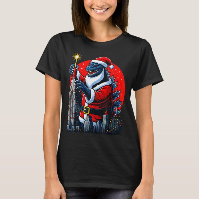 T-shirt Funny Christmas Monster Santazilla Holiday Dinosau (Devant)