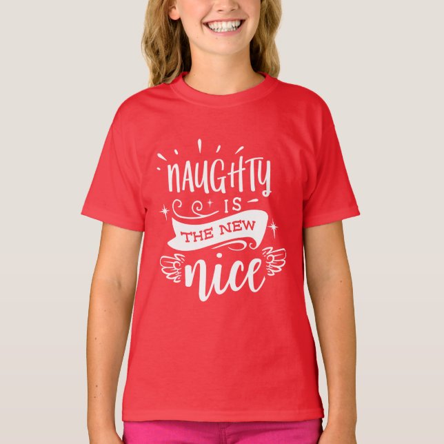 T-shirt Funny Christmas Naughty est le nouveau Monogramme  (Devant)
