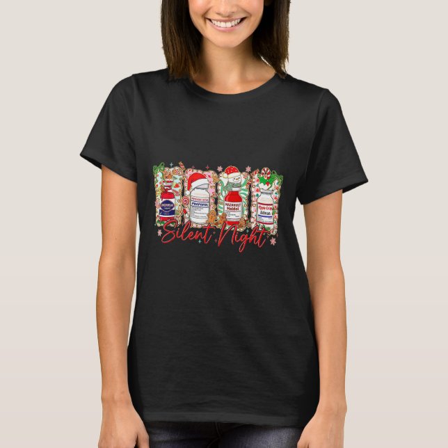 T-shirt Funny Christmas Nurse Silent Night Medical Humor  (Devant)