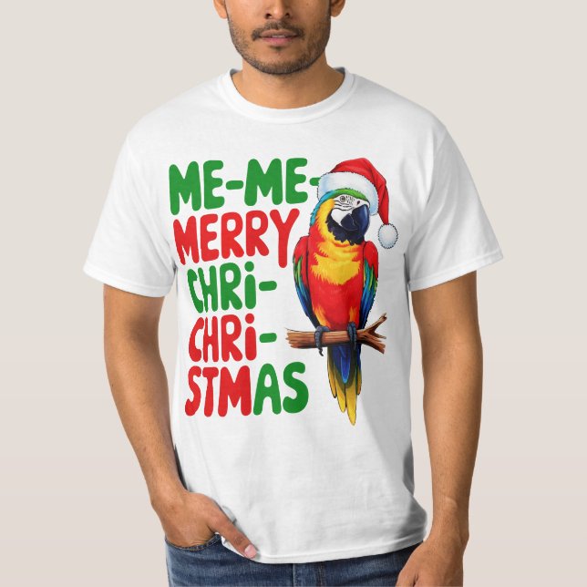 T-SHIRT FUNNY CHRISTMAS PARROT (Devant)