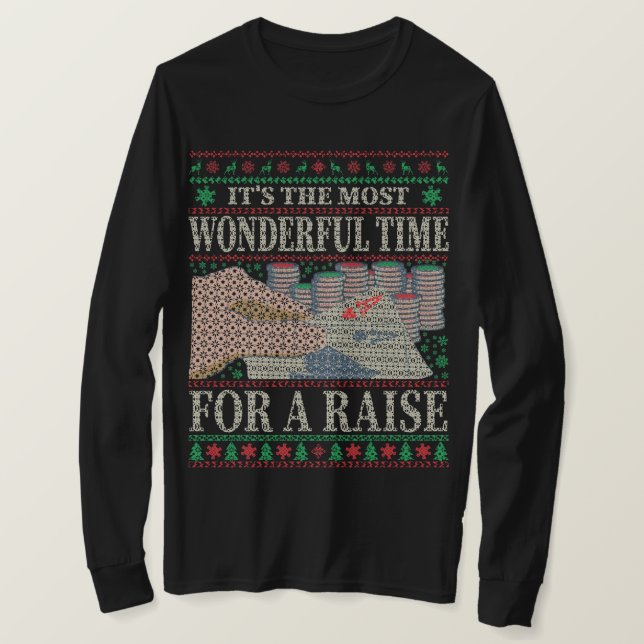 T-SHIRT FUNNY CHRISTMAS POKER UGLY SWEATER (Design devant)