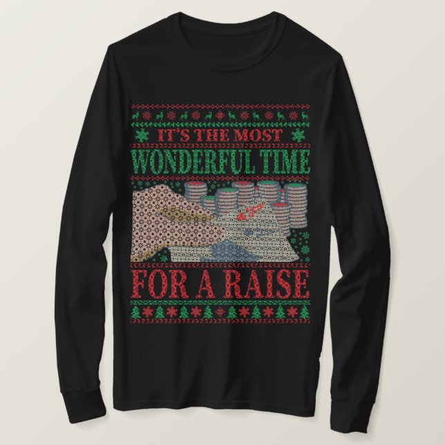 T-SHIRT FUNNY CHRISTMAS POKER UGLY SWEATER (Design devant)