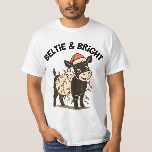 T-shirt Funny Christmas Retro Belted Galloway Beltie (Devant)