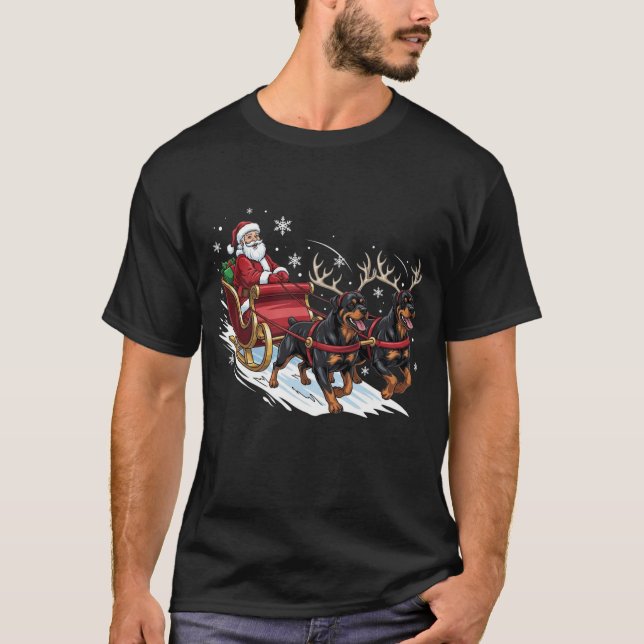 T-shirt Funny Christmas Rottweiler Dogs Lover Xmas (Devant)