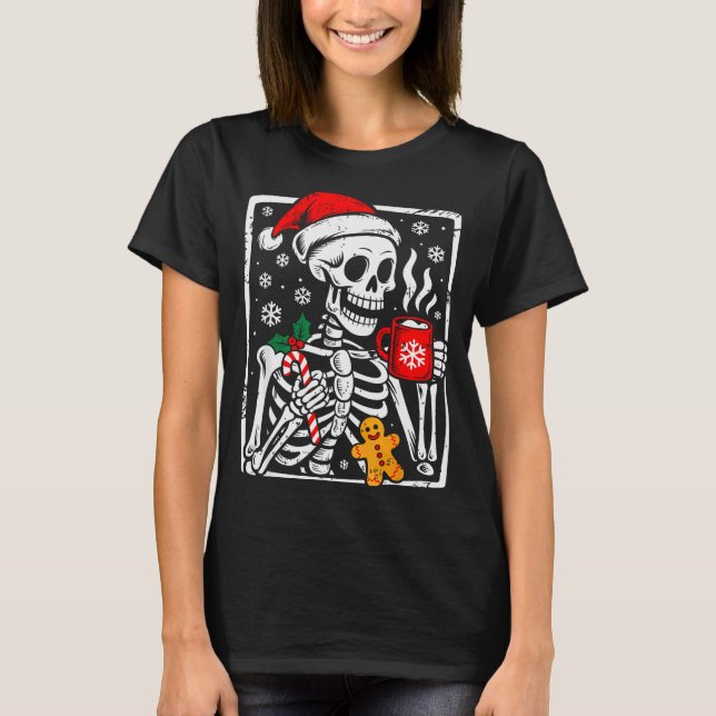 T-shirt Funny Christmas Skeleton Hot Chocolate Xmas Men Wo (Devant)