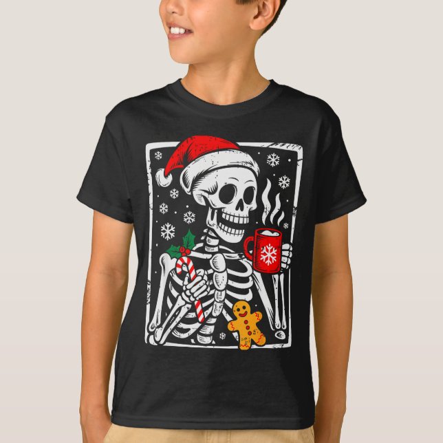 T-shirt Funny Christmas Skeleton Hot Chocolate Xmas Men Wo (Devant)