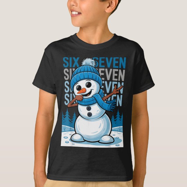 T-shirt Funny Christmas Snowman Dabbing Xmas Dab Six Seven (Devant)