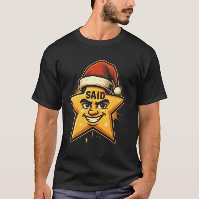 T-shirt Funny Christmas Star avec Santa Hat - Personnalisé (Devant)