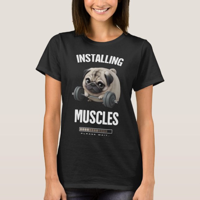 T-shirt Funny Chubby Carlin Essayer de lever Barbell Insta (Devant)