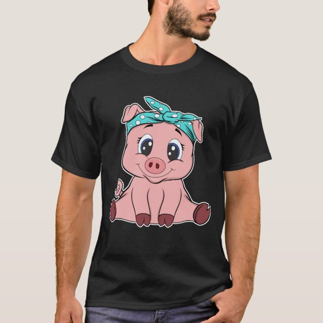 T-shirt Funny Cochon Bandana mignonne Petits Amateurs de c (Devant)