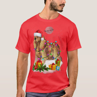 T-shirt Funny Cocker Spaniel Dog Christmas Lights Santa Ha