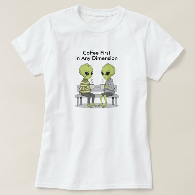 T-shirt Funny Coffee and Aliens (Design devant)