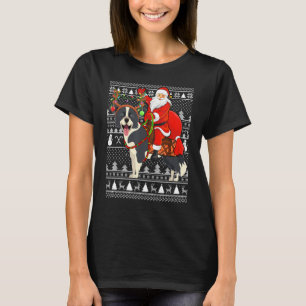 T-shirt Funny Collie Chien Père Noël équitation Collie Mau