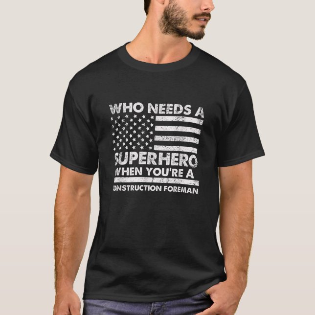 T-shirt Funny Constructeur Superhero Vintage Tee F (Devant)