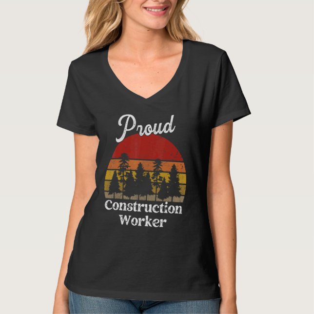 T-shirt Funny Construction Worker Shirts Job Title Profess (Devant)