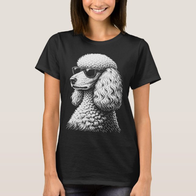 T-shirt Funny Cool Poodle Sunglasses Art for Women Girls  (Devant)