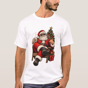 T-shirt Funny Cool Santa Chemise de Noël, Santa Relaxé