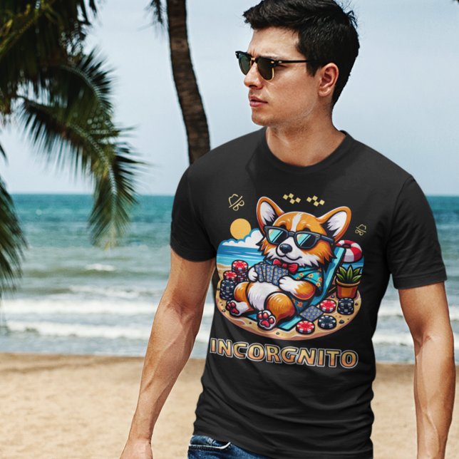 T-shirt Funny Corgi Chien Incorgnito Jouer Poker (Créateur téléchargé)