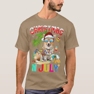 T-shirt Funny Corgi Dog in Santa Hat Sunglasses Christmas