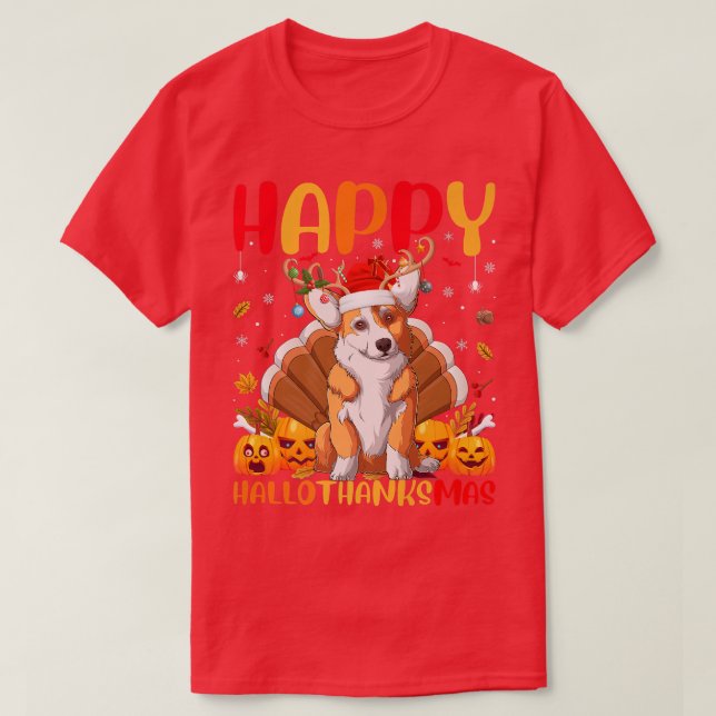 T-shirt Funny Corgi Dog Lover Happy Corgi Hellothanksmas-1 (Design devant)
