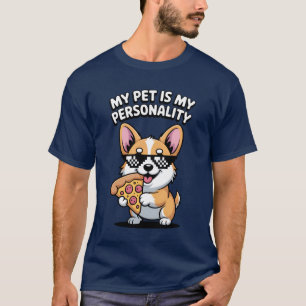 T-shirt Funny Corgi Pizza Lover Pet Humour Tee