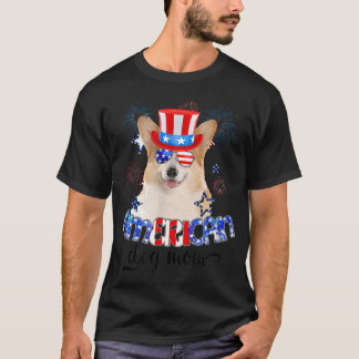 T-shirt Funny Corgi Portant Des Lunettes De Soleil USA Dra