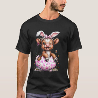 T-shirt Funny Cow Easter Rabbit Cute Highland Cows Lover E