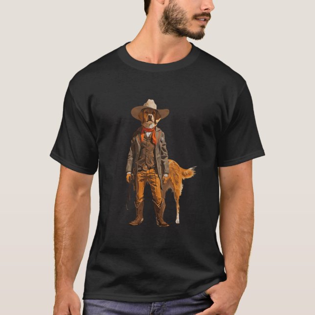 T-shirt Funny Cowboy Dog Lover (Devant)