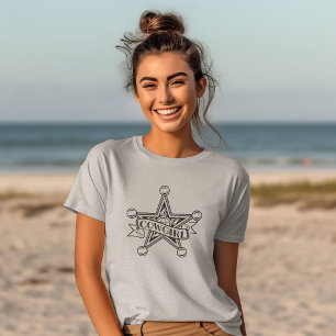 T-shirt Funny Cowgirl Sheriff Star pour filles et femmes