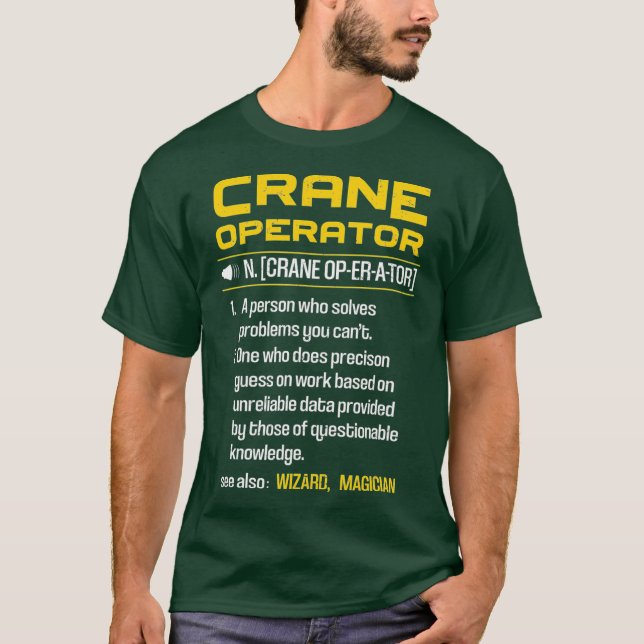 T-shirt Funny Crane Opérateur Définition Construction (Devant)