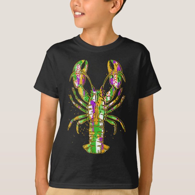 T-shirt Funny Crawfish Jester perles Funny Mardi Gras Men  (Devant)